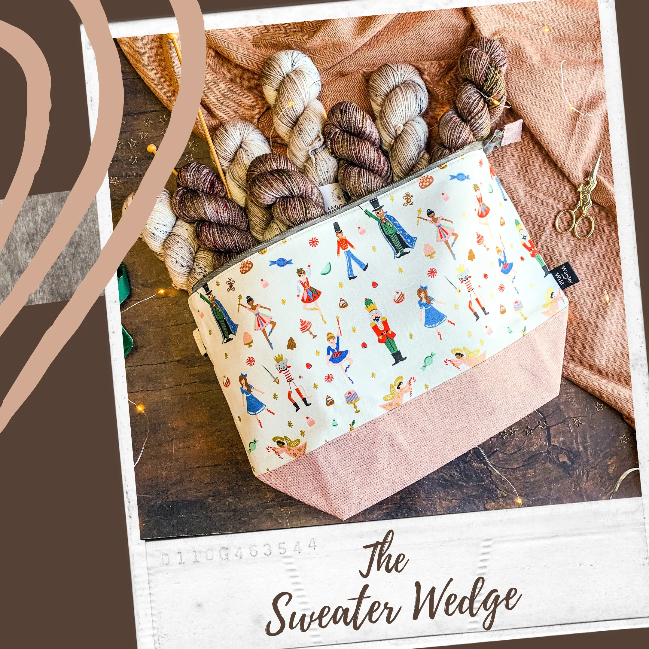 "Rawring Holidays"- Knitting Project Bag- Ready to Ship