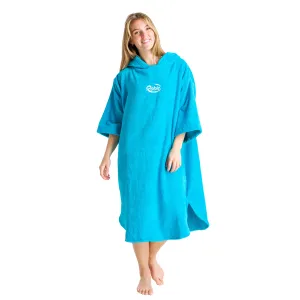 Robie Robes Adult Original Long Sleeve Towelling Beach Changing Poncho - Blue Atoll