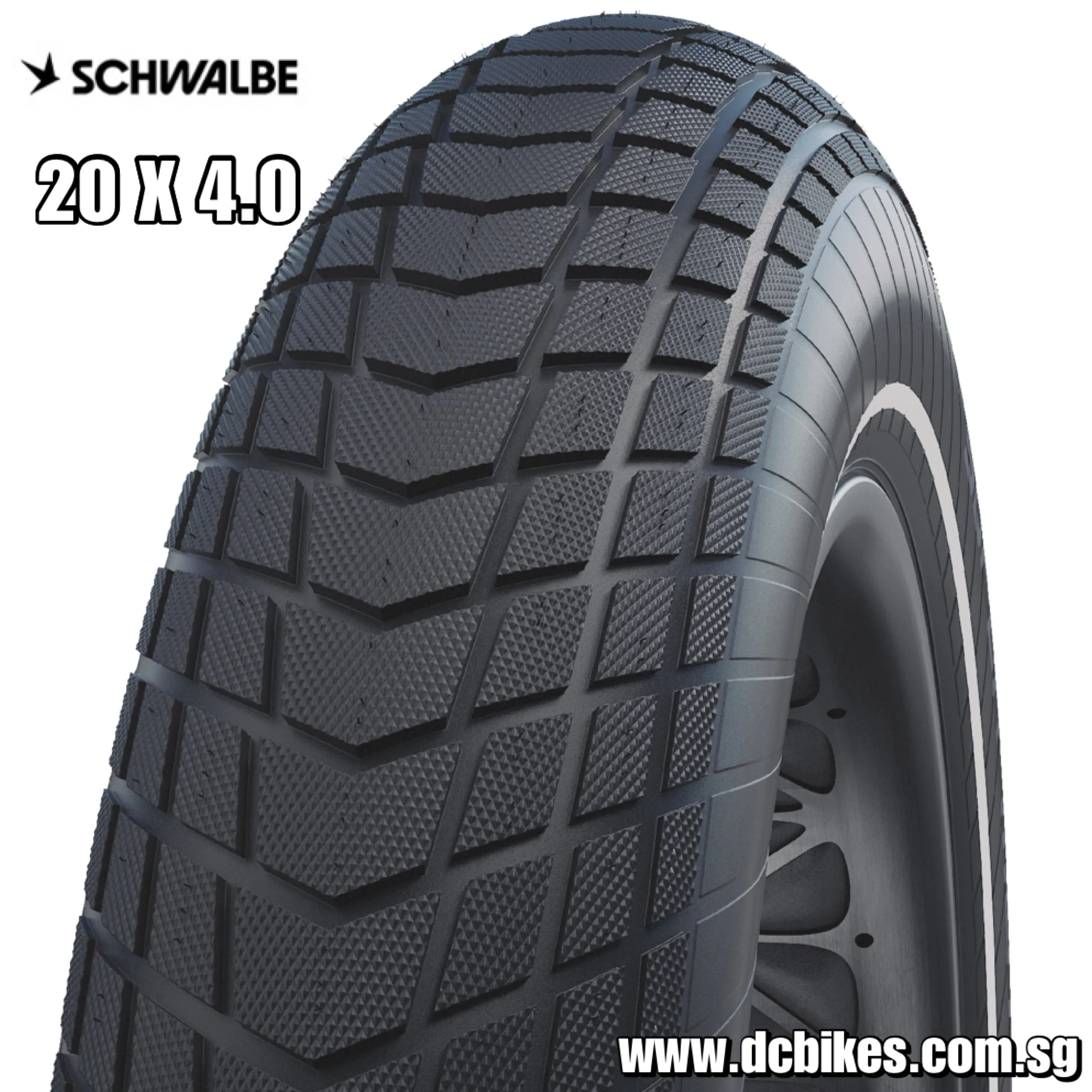 Schwalbe 20 X 4.0 Super Moto X Wire Bead Performance | Addix | Reinforced | ECE-R75 - Black Reflective Fat Bike Cargo Ebike Tyre Etrto: 100-406 (1 Tire)