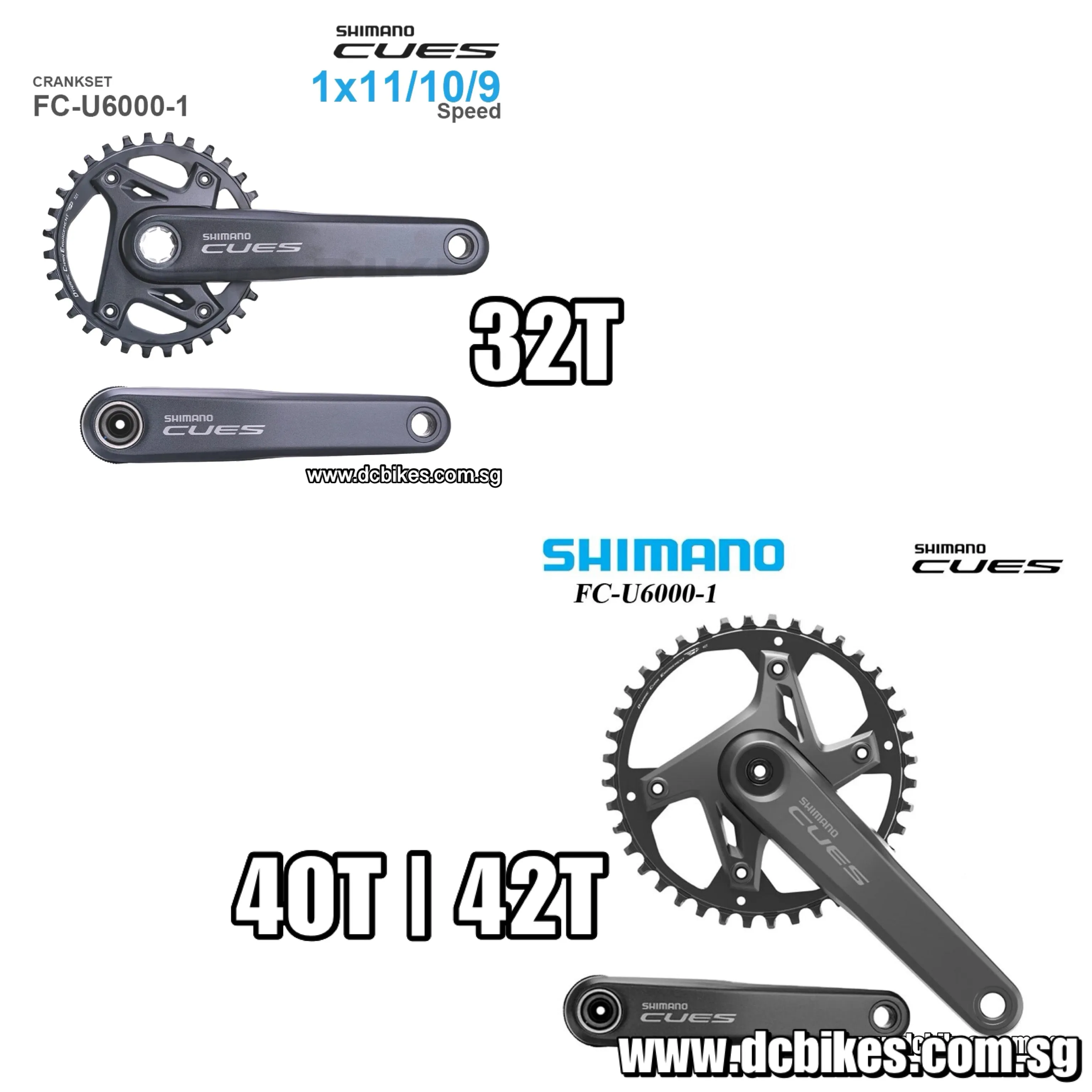 Shimano 32T | 40T | 42T CUES U6000 Series 9 | 10 | 11 Speed Crank