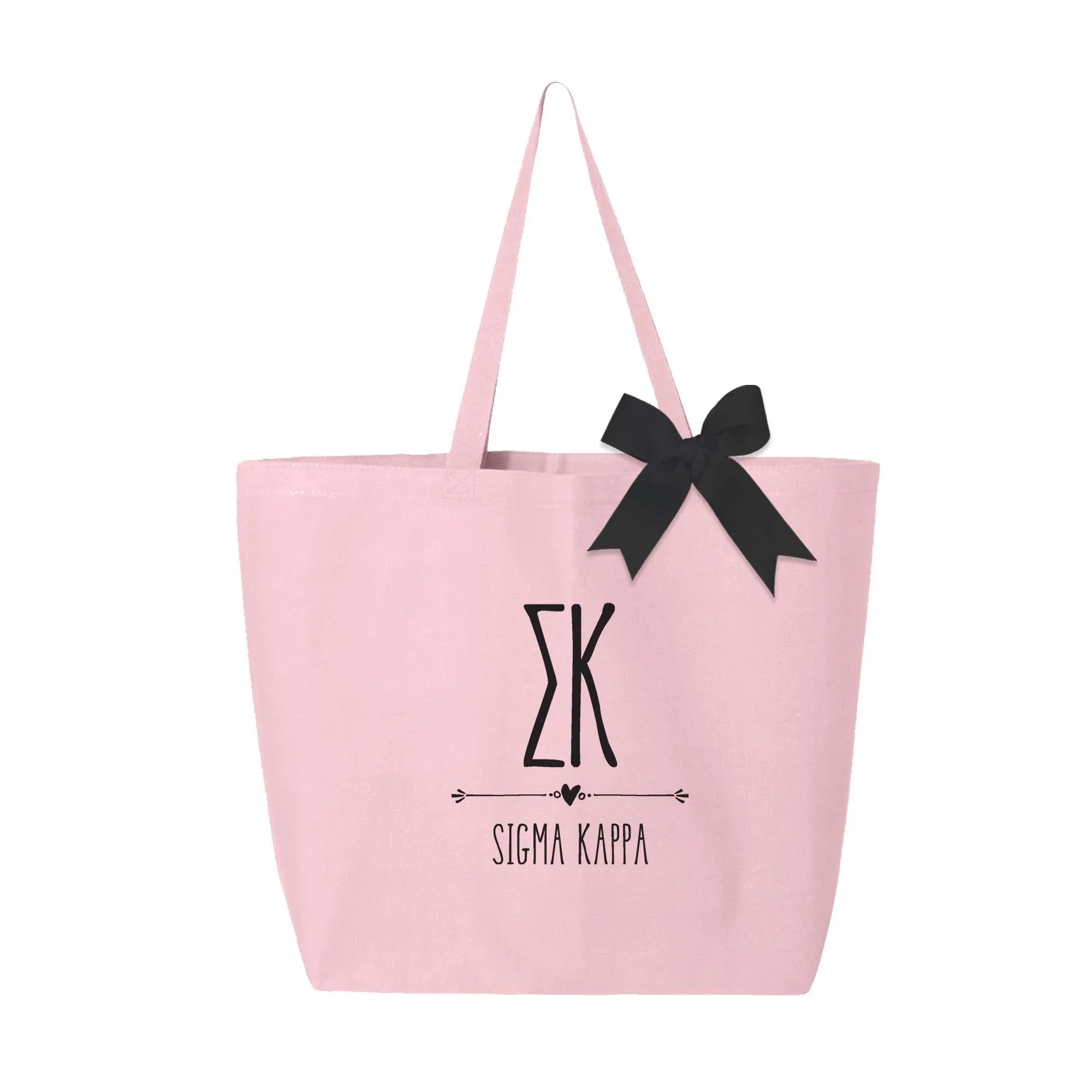 Sigma Kappa Pink Canvas Tote Bag with Black Bow