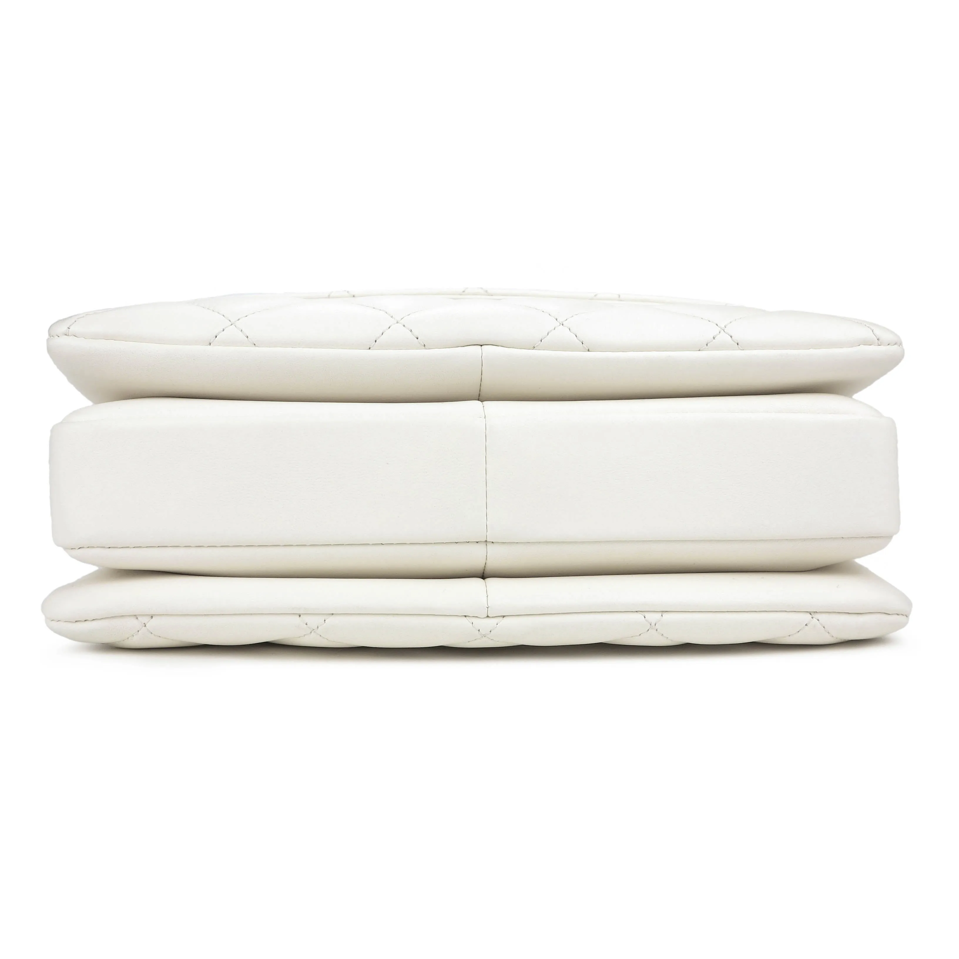 Small Trendy CC Flap Bag with Top Handle in Ivory Lambskin