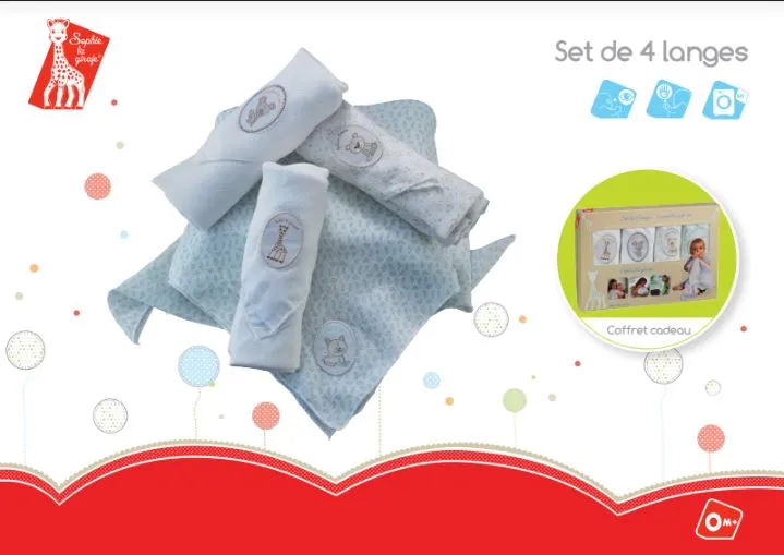 Sophie the Giraffe Swaddler Nappies - Set of 4