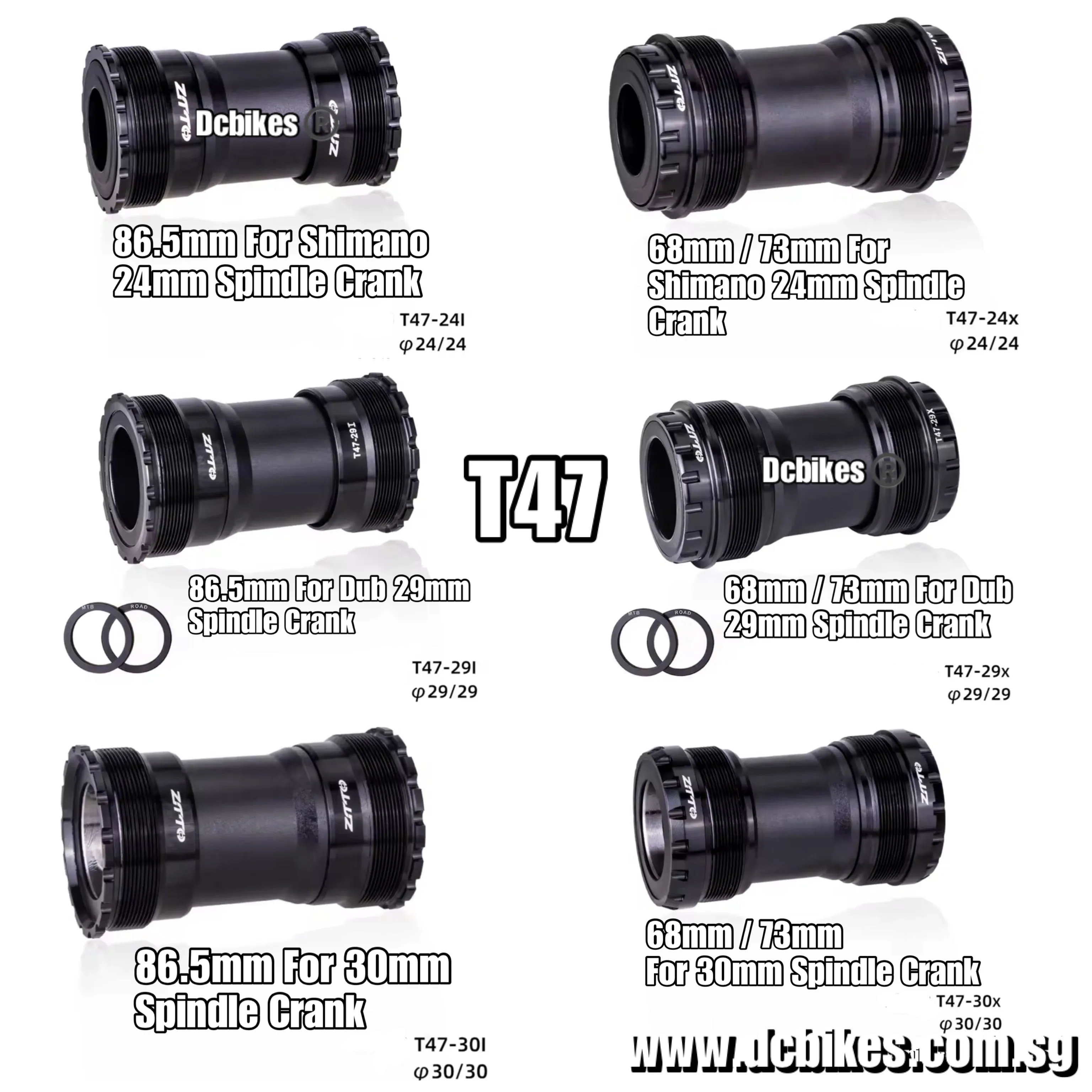 T47 Sealed Bearing 68mm/73mm | 86.5mm Threaded 47mm Bottom Bracket BB For Mountain | Road Bike 24mm | 29mm | 30mm Cranks