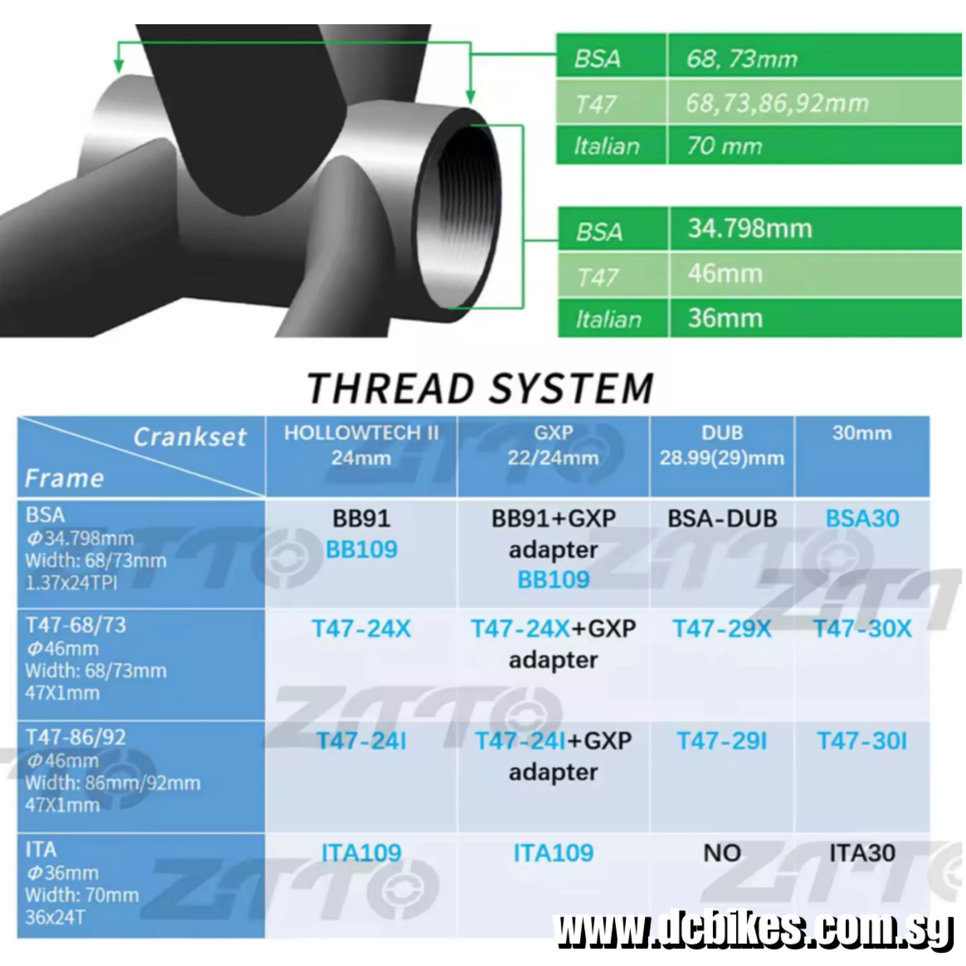 T47 Sealed Bearing 68mm/73mm | 86.5mm Threaded 47mm Bottom Bracket BB For Mountain | Road Bike 24mm | 29mm | 30mm Cranks