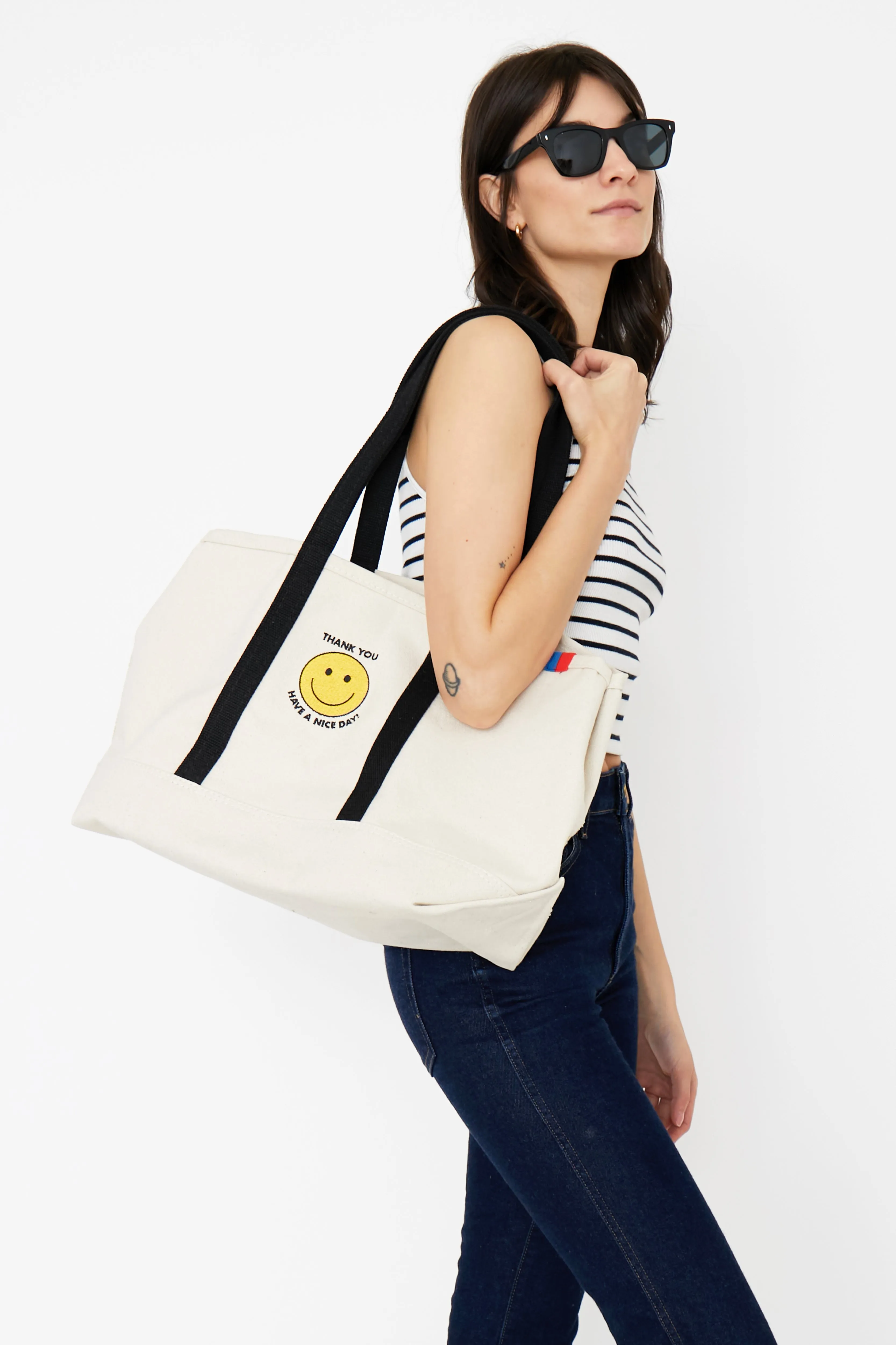 The Over the Shoulder Embroidered Take Out Medium Tote - Canvas