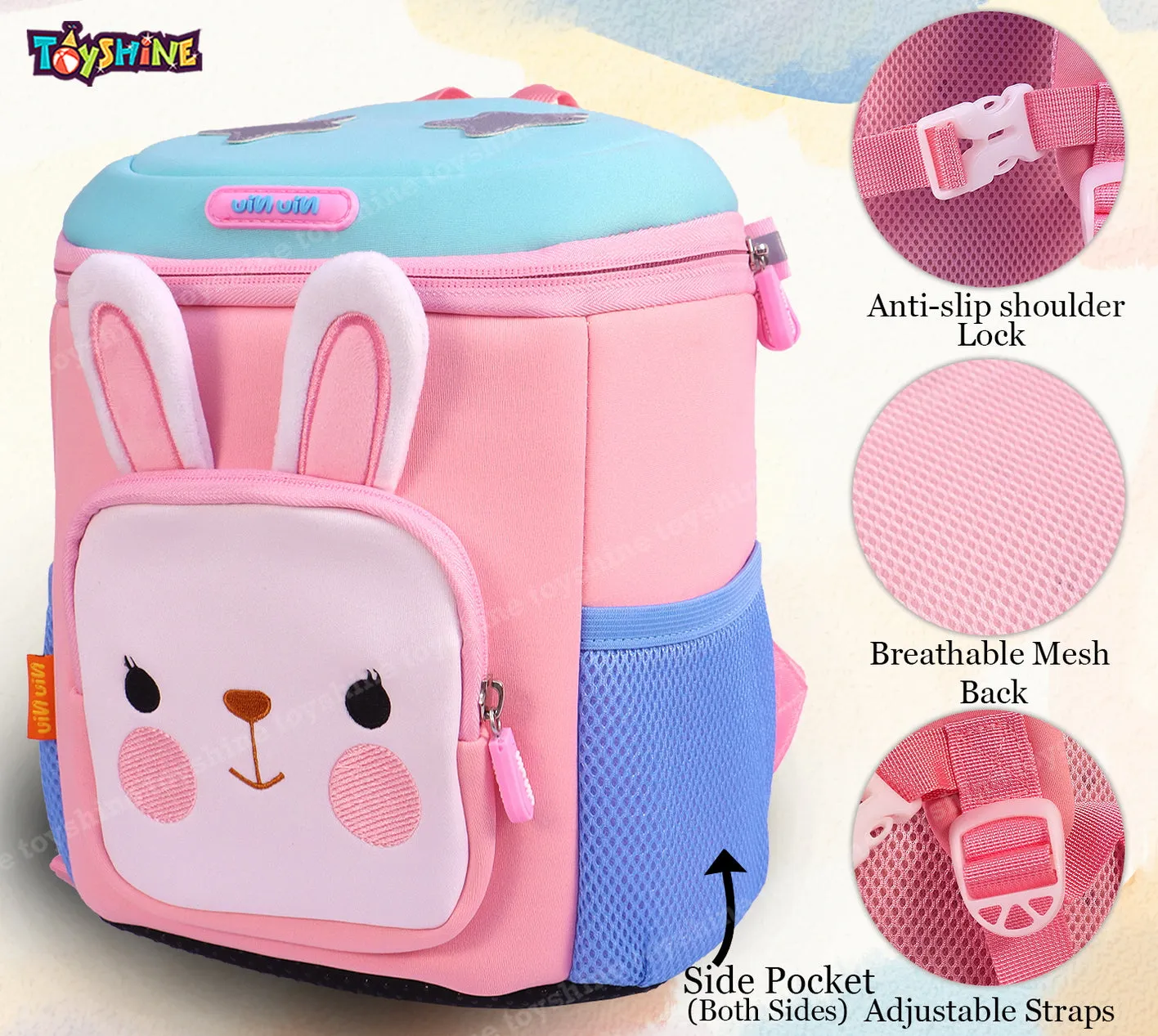 Toyshine My Cutesy Rabbit Backpacks for Kids Girls Boys Cute Toddler Backpack Preschool Nursery Travel Bag - Mini S - Blue