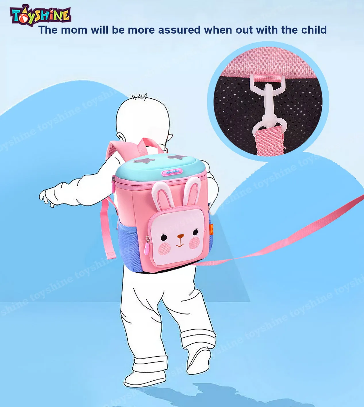 Toyshine My Cutesy Rabbit Backpacks for Kids Girls Boys Cute Toddler Backpack Preschool Nursery Travel Bag - Mini S - Blue