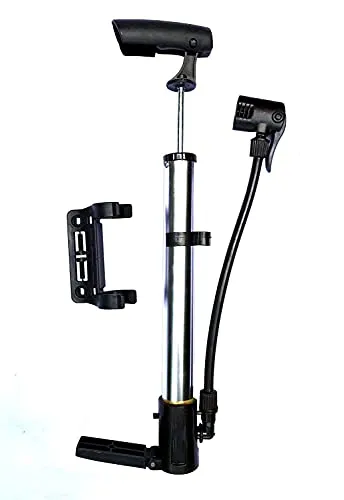 Tusig Bicycle Floor Pump, Cycle Mini Air Pump, Plastic, Multi-Colour (Horizontal Pump)