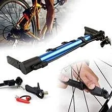 Tusig Bicycle Floor Pump, Cycle Mini Air Pump, Plastic, Multi-Colour (Horizontal Pump)