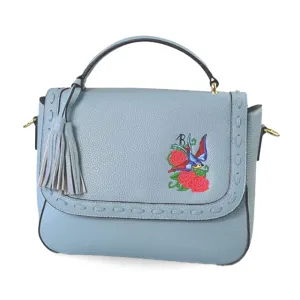 YAMBA - Addison Road Blue Pebbled Leather Structured Bag