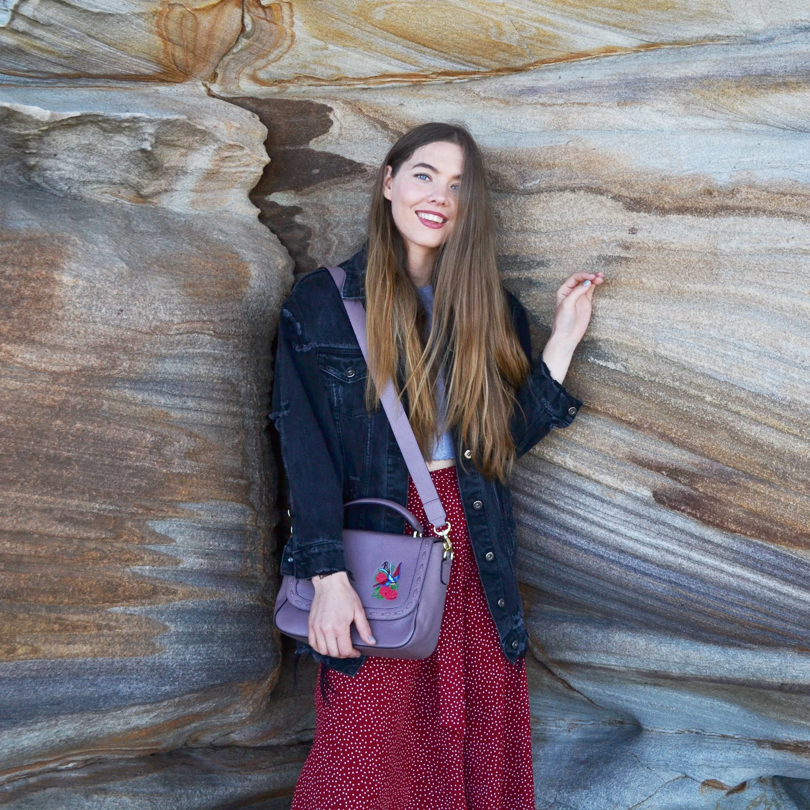 YAMBA - Addison Road  - Lilac Pebbled Leather Structured Bag